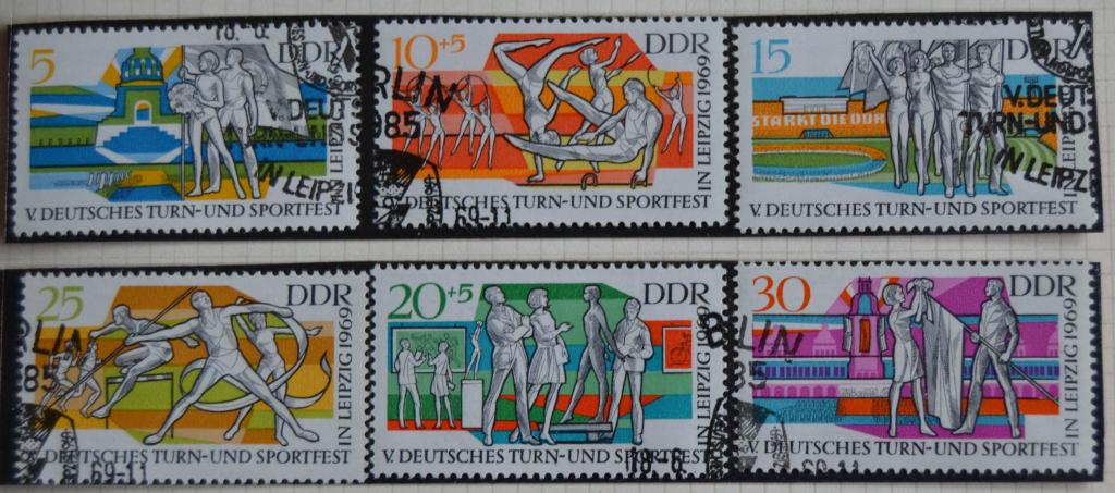ГДР 1969 спорт, спортивный фестиваль в Лейпциге Mi 1483-8