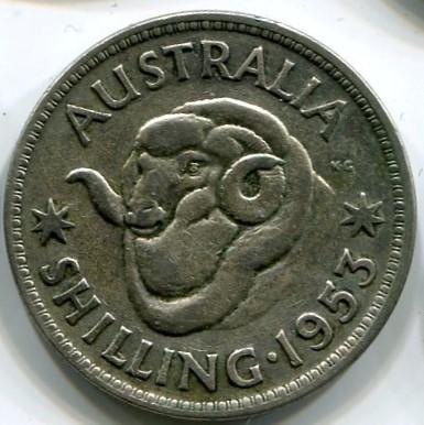 Австралия 1 шиллинг 1953 года. Серебро.