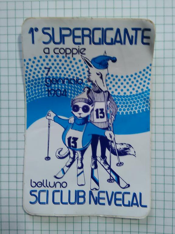 Наклейка итальянской лыжной школы NEVEGAL 80гг