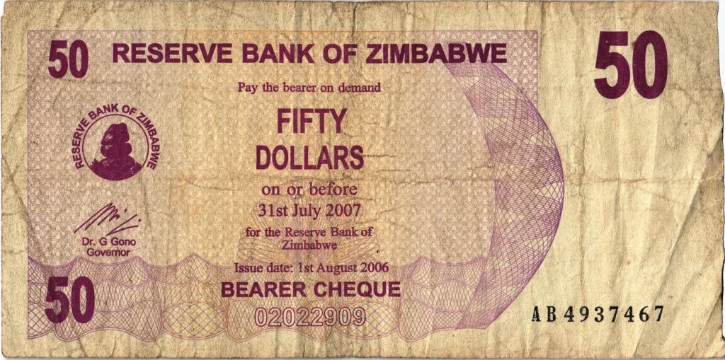Банкнота, Зимбабве, 50 долларов, 2007