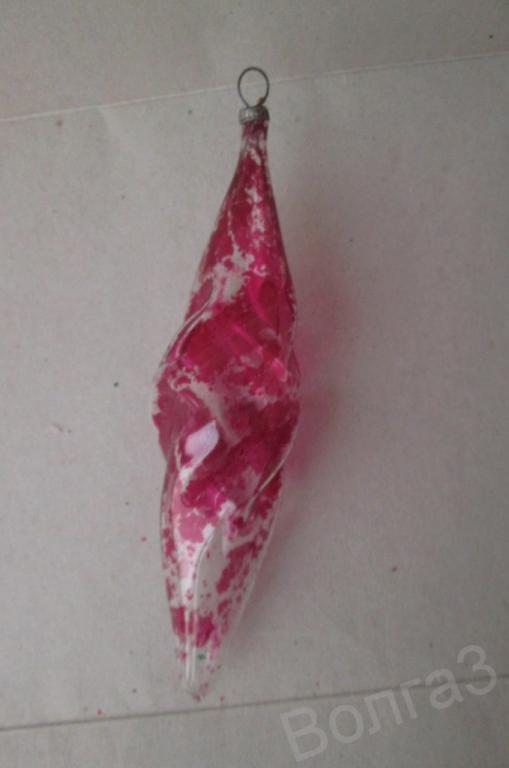 Ёлочная игрушка сосулька бордовая винтаж СССР