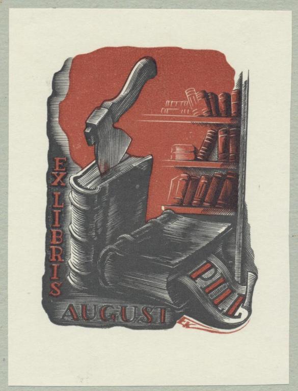 Ernst Kollom, Эстония. Экслибрис. Ex Libris August Pill. 1940 г.