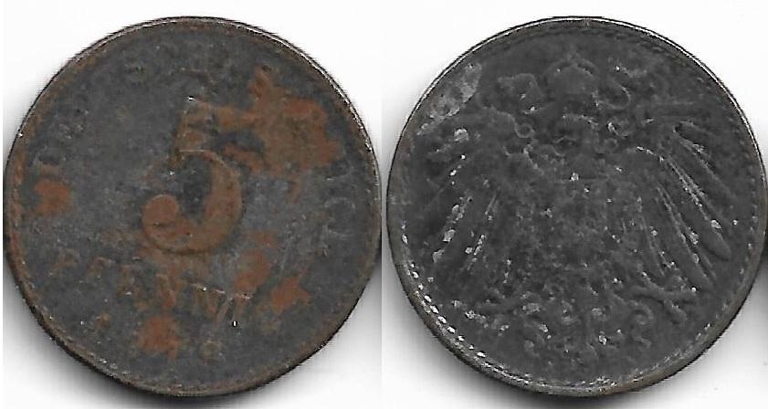 Германия 5 пфеннигов 1918 А (3)