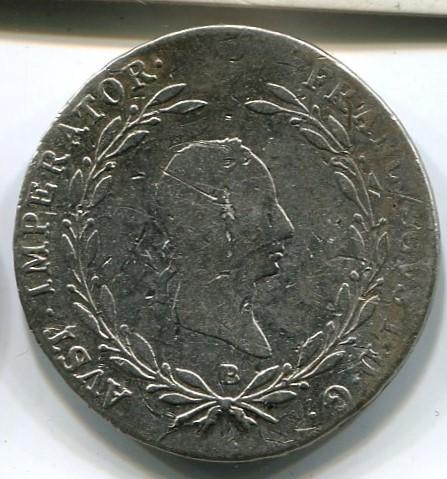 Австрия 20 крейцеров 1828 года. Серебро.