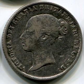Великобритания 6 пенсов 1860 года. Серебро.