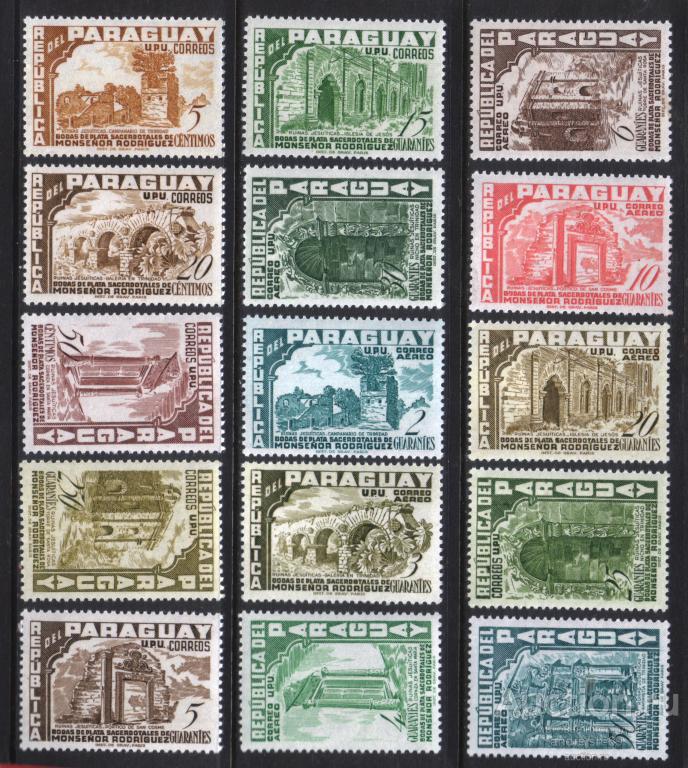 ПАРАГВАЙ 1955 ВПС UPU РЕЛИГИЯ ХРИСТИАНСТВО АРХИТЕКТУРА ХРАМЫ ИЕЗУИТСКИЕ РАЗВАЛИНЫ