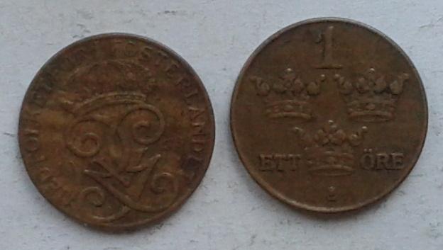 Швеция. 1 эре, бронза, 1938