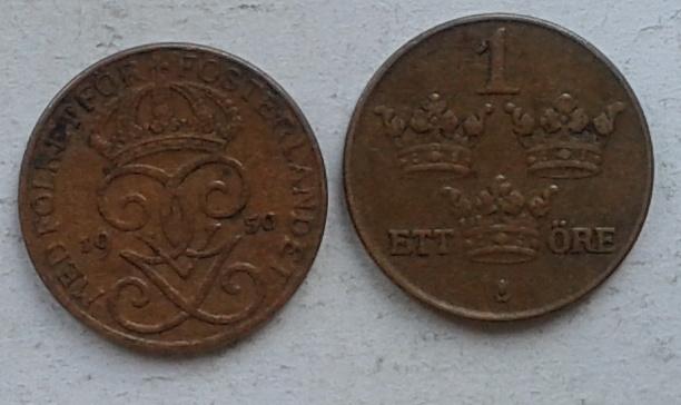 Швеция. 1 эре, бронза, 1950