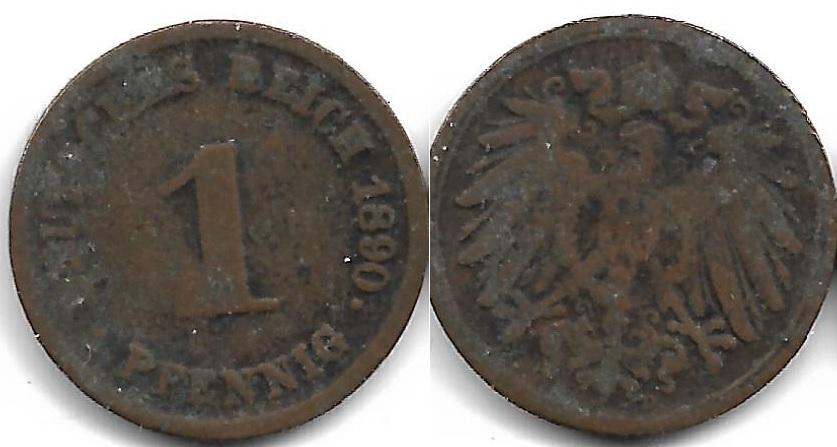 Германия 1 пфенниг 1890 D (2)