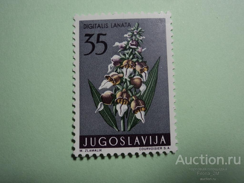 Марки.Югославия.1957 г.Югославская флора.Наперстянка.Мi#817.**