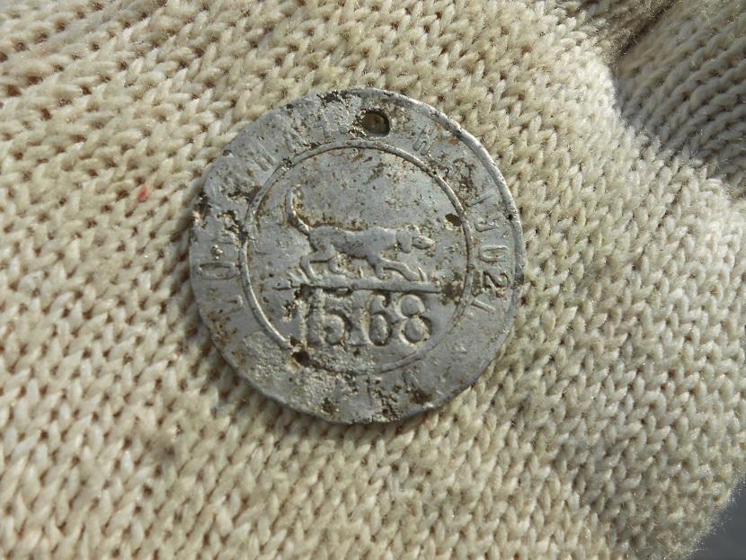 Жетон оплаты налога на собаку 1902 г алюминий !!!