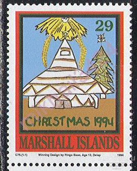 1136 Рождество Новый год 1994 Маршаллы 1м п/с **