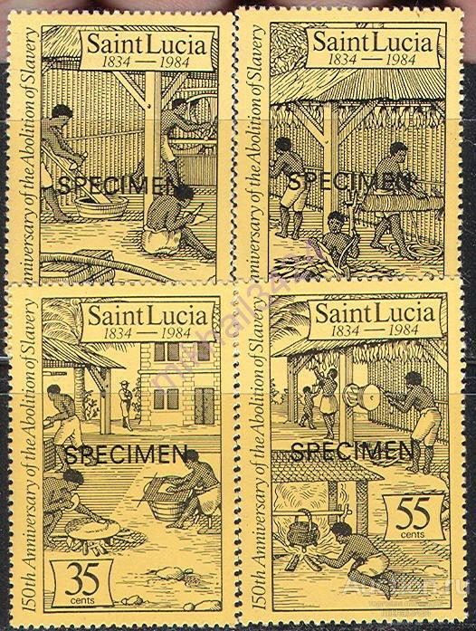 М3782 ✅ Колонии Промыслы Туземцы SPECIMEN 1984 Сент-Люсия 4м п/с **