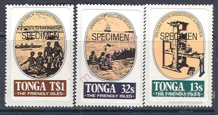 М2847 Транспорт Флот Корабли Парусники SPECIMEN 1984 Тонга 3м ** Самоклейки