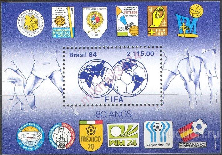 М3641 ✅ Спорт Футбол Чемпионат мира FIFA 1984 Бразилия Блок ** 7МЕ