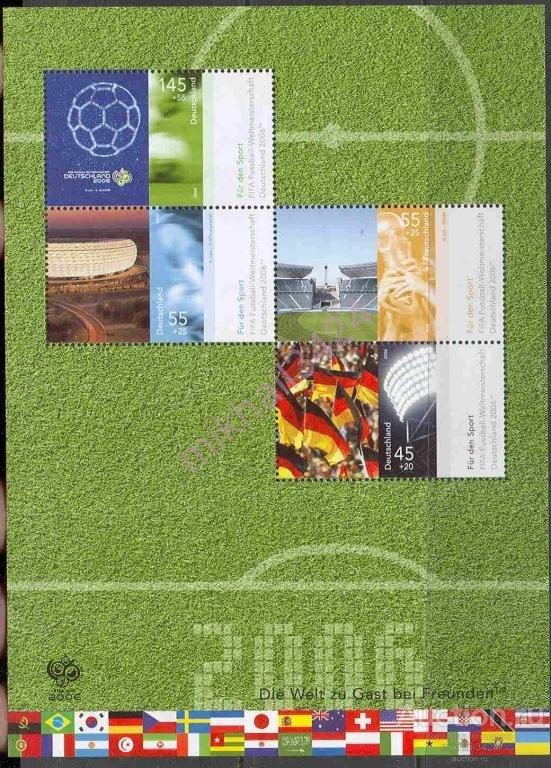 М2124 ✅ Спорт FIFA Футбол Чемпионат мира 2006 Германия Блок ** 4,25€