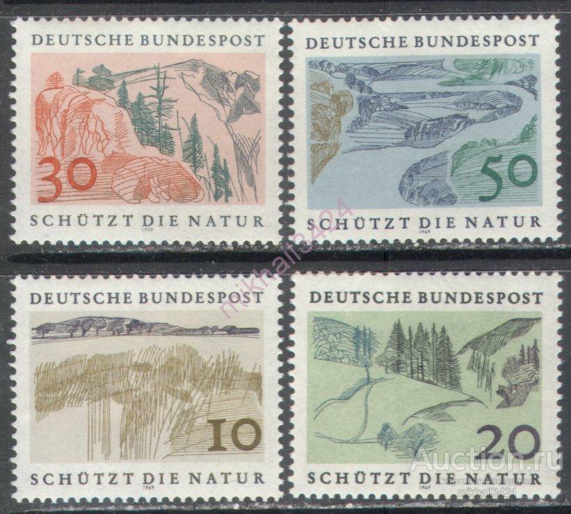 Ф0229 ✅ Охрана природы Экология Ландшафты 1969 ФРГ Западная Германия 4м п/с **