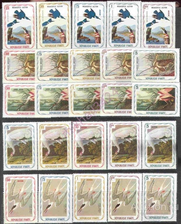 1777 ✅ Фауна Птицы Живопись Картины Художники Одюбон 1973 Гаити 75м п/с **