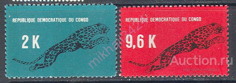 1600 ✅ Фауна Животные Хищники Кошки Леопард 1968 Конго 2м п/с **