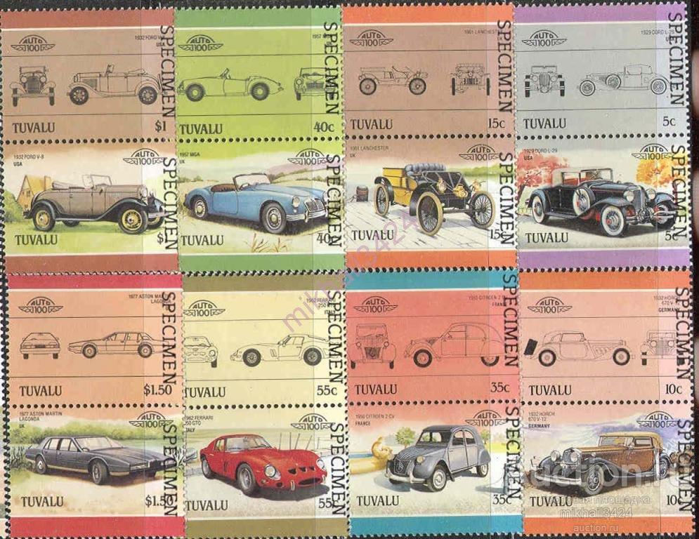О082 ✅ Транспорт Автомобили Омнибус SPECIMEN 1985 Тувалу 16м Выпуск-3 п/с **
