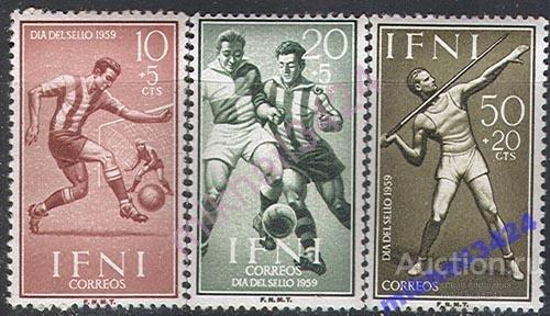 0313 ✅ Спорт Футбол Атлетика Испанские Колонии 1959 Ифни 3м п/с **