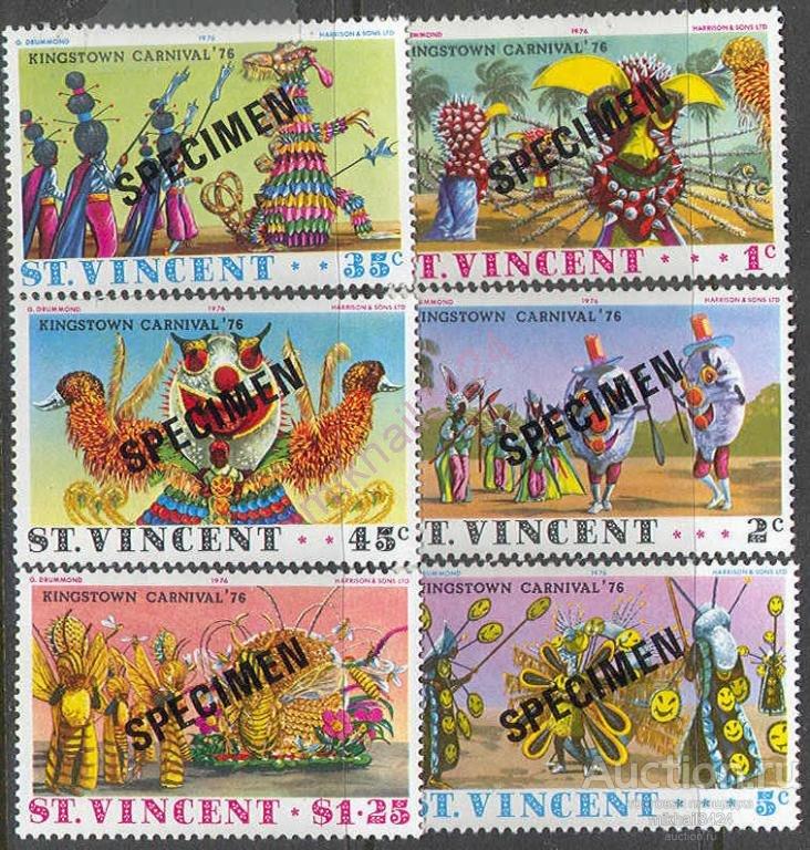 М0566 Праздники Карнавал Танцы Музыка Туризм SPECIMEN 1976 Сент-Винсент 6м п/с **