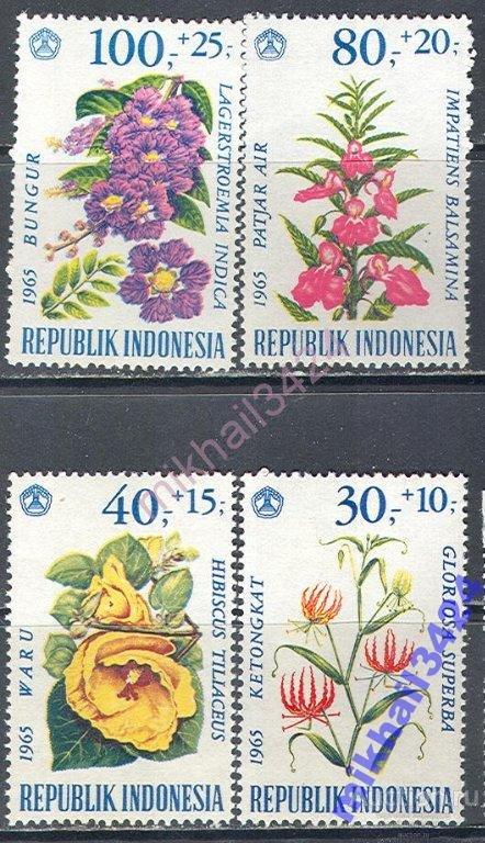 М3023 Флора Растения Полевые Цветы 1965 Индонезия 4м п/с **