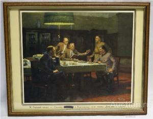 Литография Горький читает сказку. (прижизненная) 29х36см