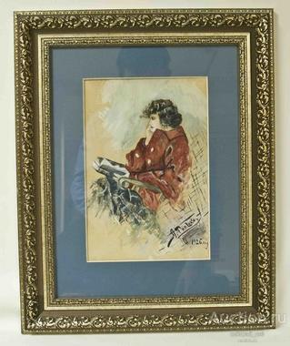 Н.Х. "А.Тришко", 1926 г. Акварель. (40 х 30)