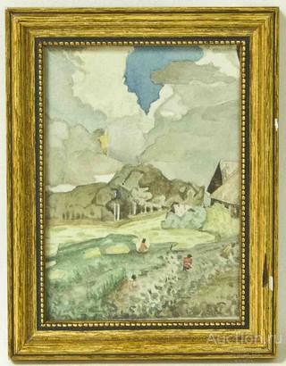 Н.Х. "Скоро гроза". Акварель. (12 х 8,5)