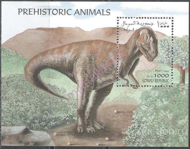 М3597 Фауна Вымершие Ископаемые Рептилии Динозавры Палеонтология 1999 Сомали Блок **
