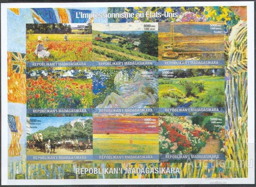 1394 Искусство Живопись Картины Импрессионизм 1999 Мадагаскар 9м м/л б/з **