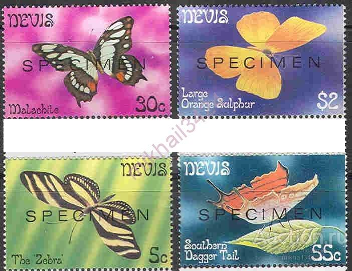 1175 Фауна Бабочки Насекомые SPECIMEN 1982 Невис 4м Выпуск 1 п/с **
