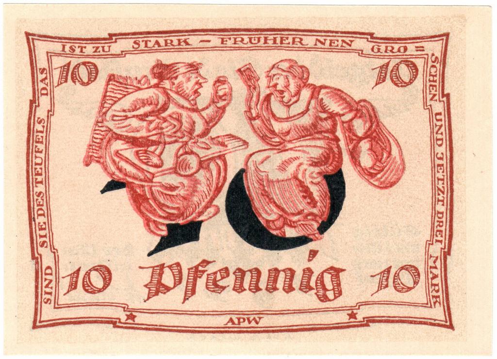 Германия = нотгельды = Arnstadt (Арнштадт) 10 пфеннигов 1921 год = Карикатуры = Разговор на рынке