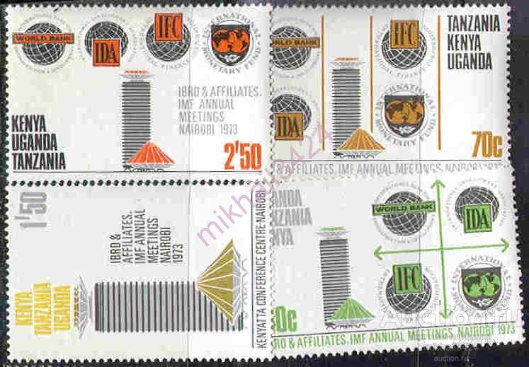 М1069 ✅ Деньги Банк Финансы 1973 Кения Уганда Танзания Восточная Африка 4м п/с **