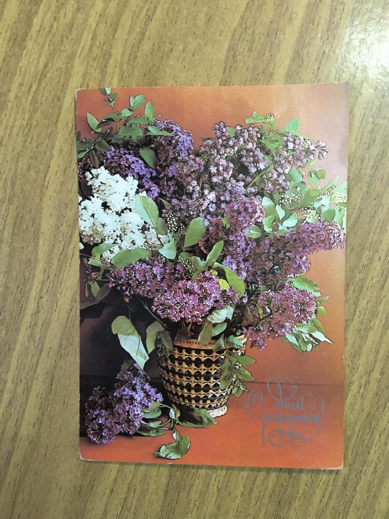 Открытка. С Днём Рождения. 1983 г. Костенко. 🌷 Цветы
