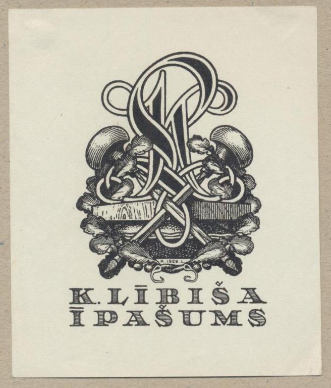 K. Libisa, Латвия. Экслибрис. Ex Libris  1929 г