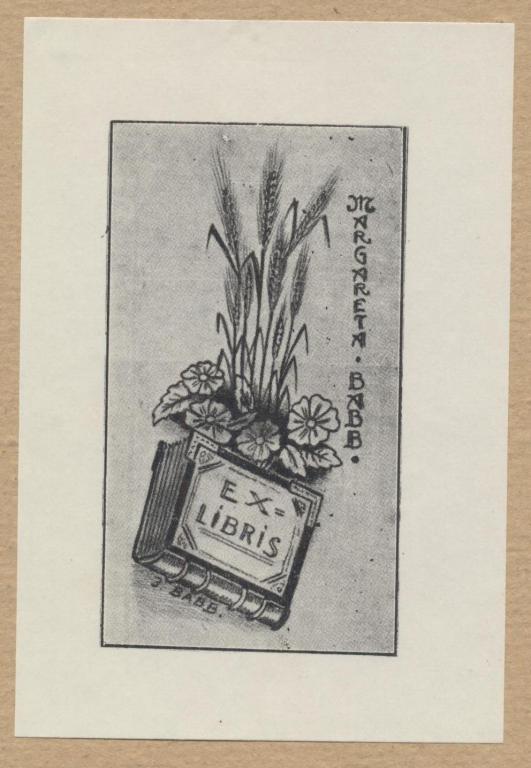 J. Babb. Экслибрис. Ex Libris Margareta Babb. 1937