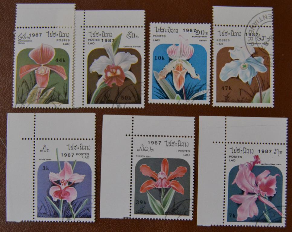 Лаос 1987 г. Флора, Цветы, Орхидеи, MiNr 1018-1024, гаш