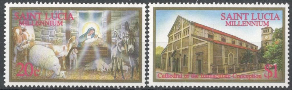 Остров Св.Лючия, 1999, № 1121,1122, € 2 , MNH, полн., рождество, тысячилетие