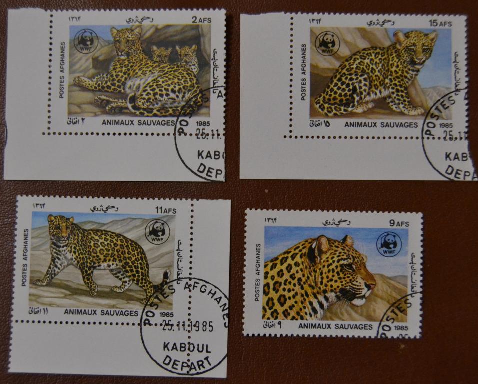 Афганистан 1985 г. Фауна. WWF. Леопард. Серия 4 марки. гаш.