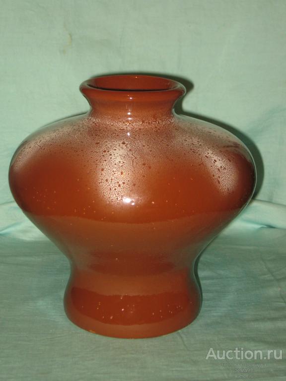 Ваза-чугунок. Обливная керамика. СССР.