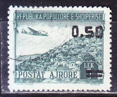 Албания, 1952-53 г., гаш, надпечатка, авиация