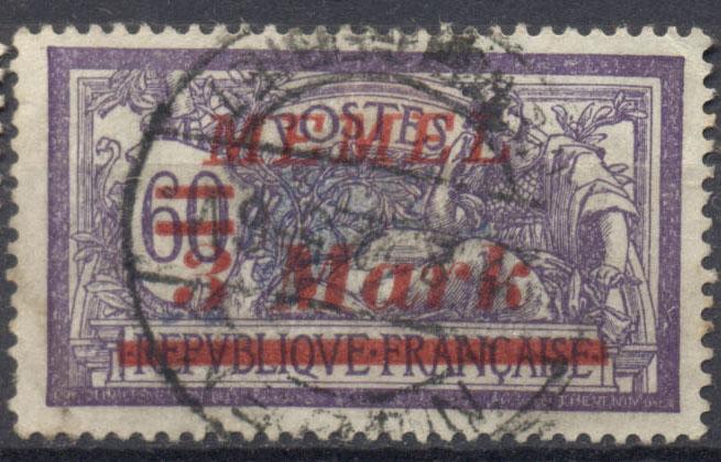 Мемель (французская оккупация) 1921 г. стандарт  гашеная хорошее  гашение