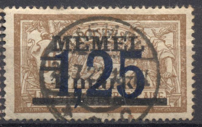 Мемель (французская оккупация) 1922 г. стандарт  гашеная хорошее  гашение