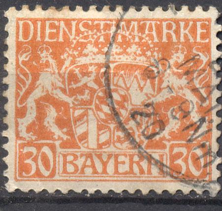 Бавария 1916 г служебная гашеная