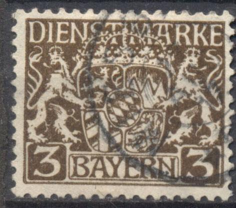 Бавария 1916 г служебная Герб гашеная