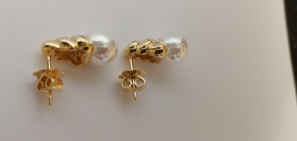 Серьги  золото 333 пр.жемчуг 4.88 гр. МОДНЫЕ НОВЫЕ