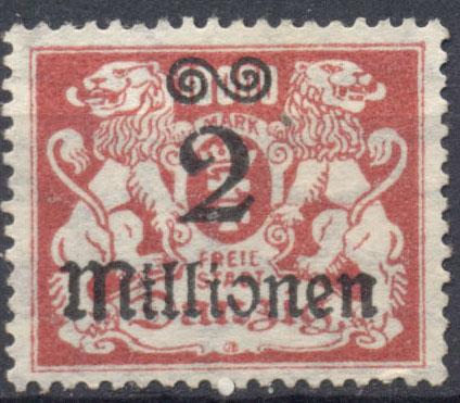 Данциг 1923 г.  стандарт (розовокарминная) негашеная* КЦ 0,5  ЕВРО  (МИХЕЛЬ 2010)