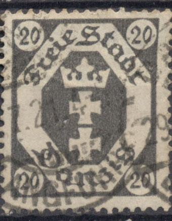 Данциг 1921 г.  стандарт  гашеная КЦ 2  ЕВРО  (МИХЕЛЬ 2010)